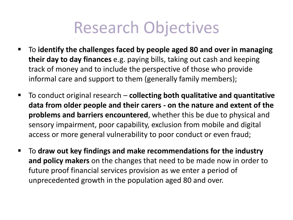 research objectives