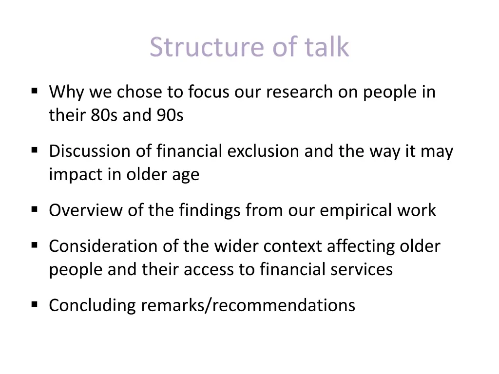structure of talk