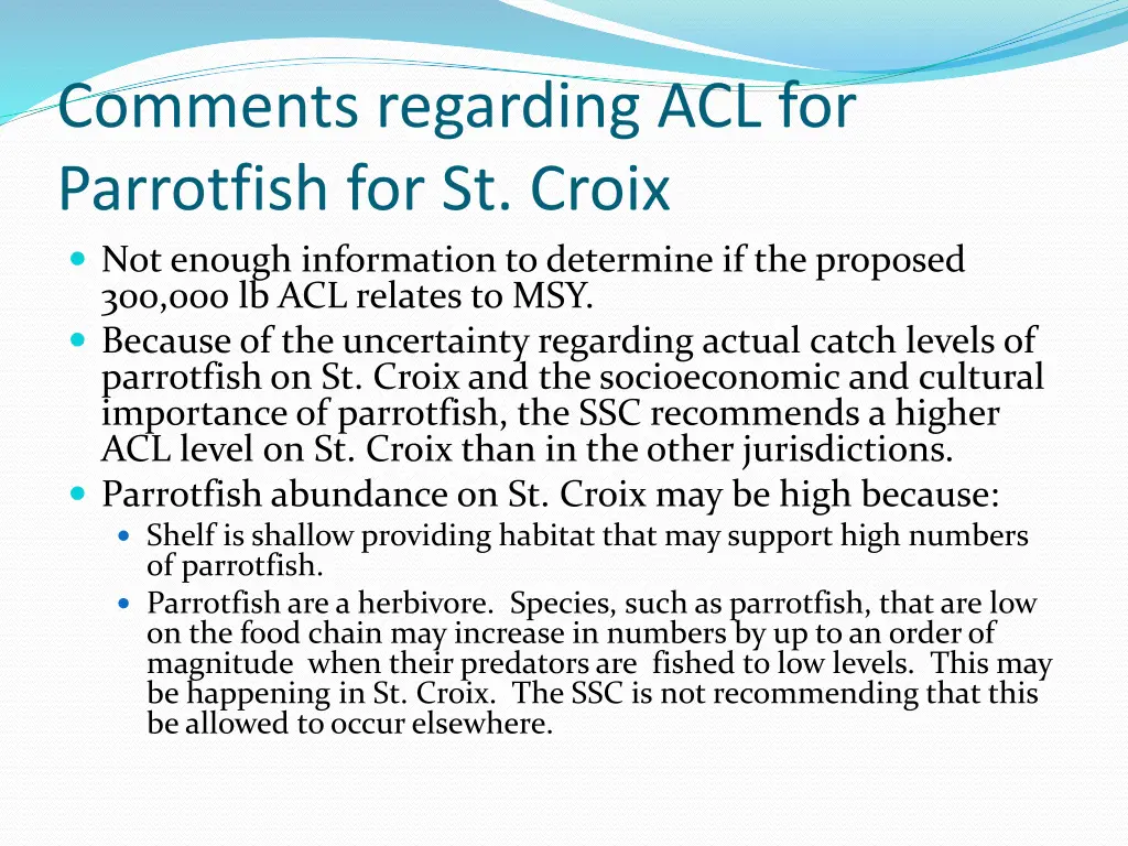 comments regarding acl for parrotfish