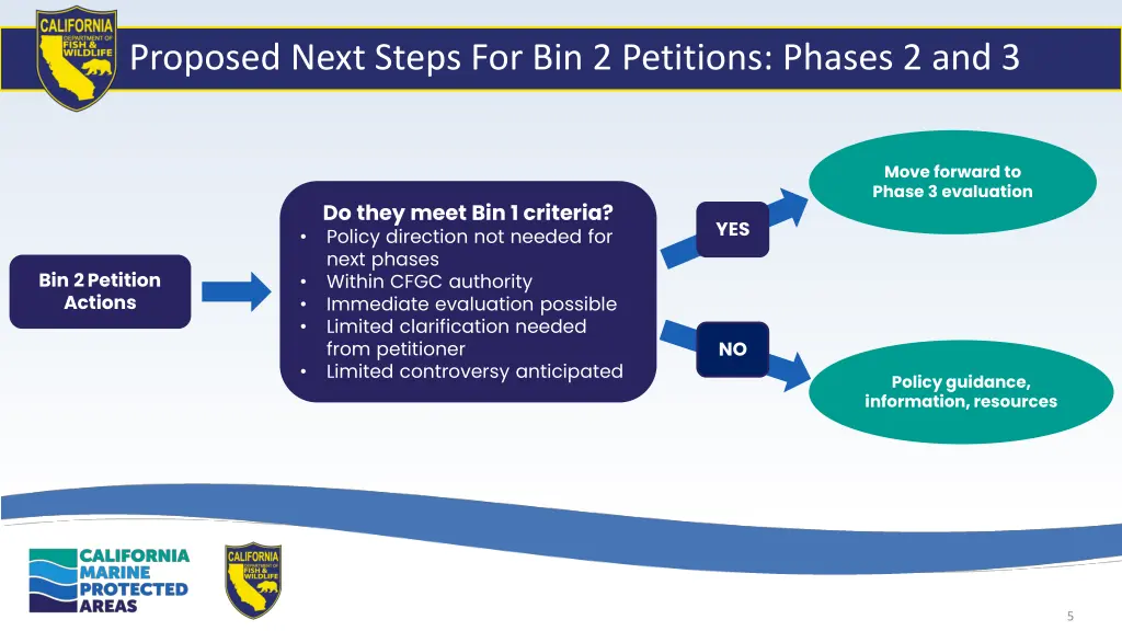proposed next steps for bin 2 petitions phases