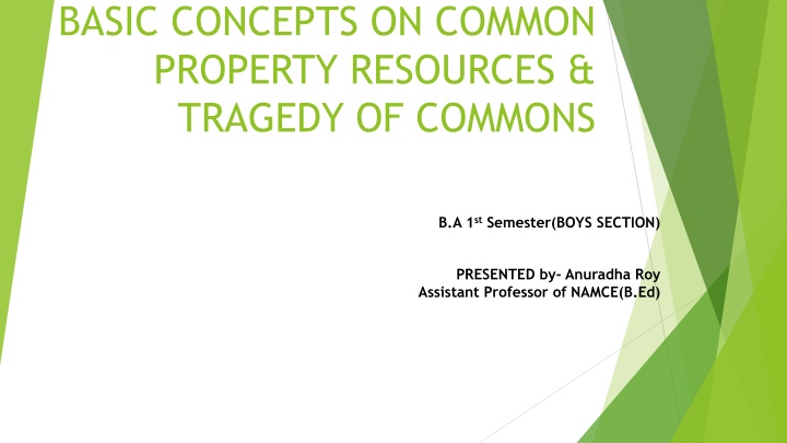 basic concepts on common property resources