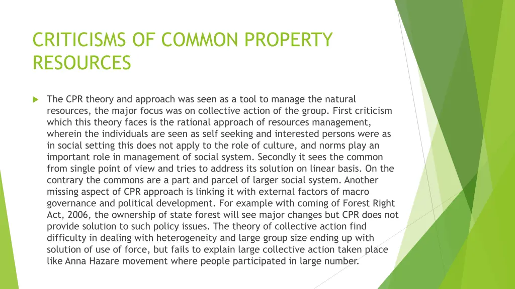 criticisms of common property resources