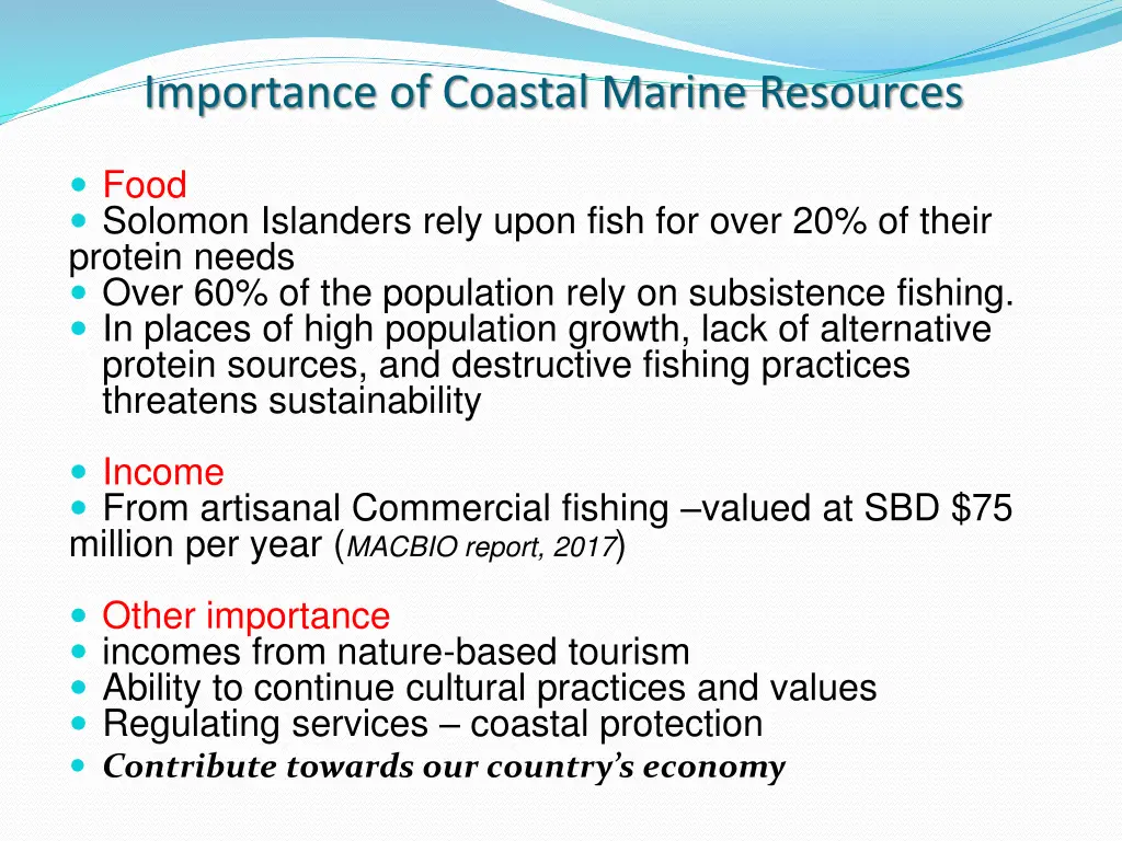 importance of coastal marine resources