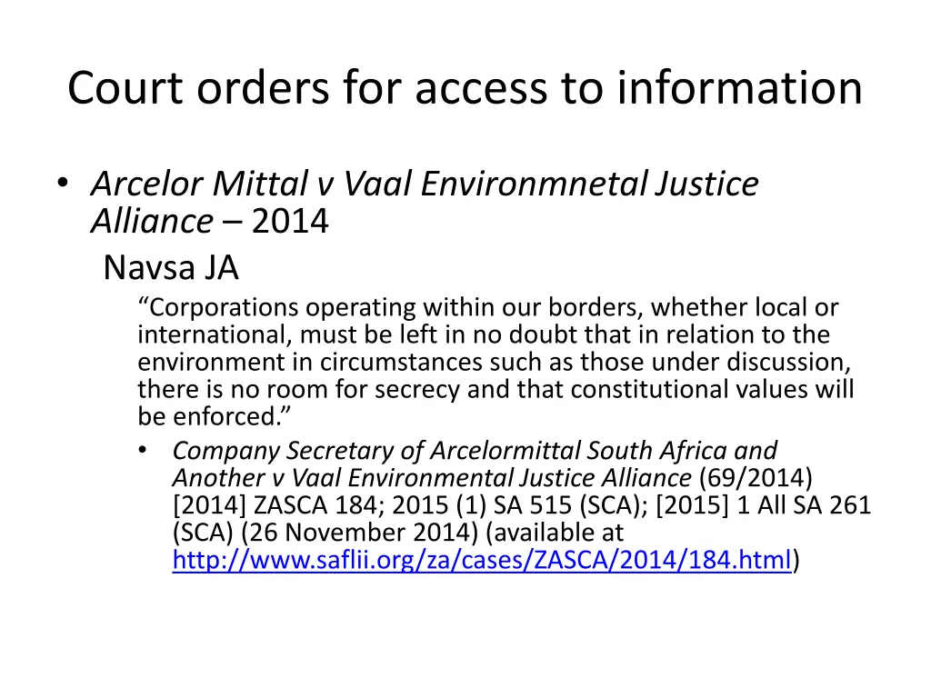 court orders for access to information