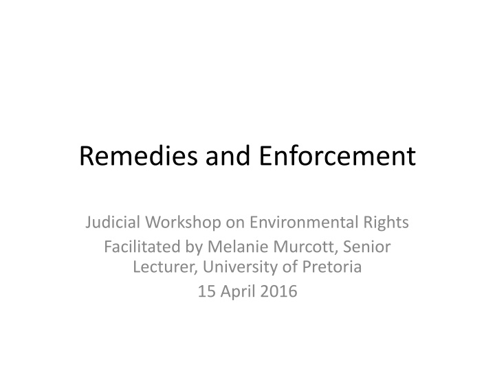 remedies and enforcement