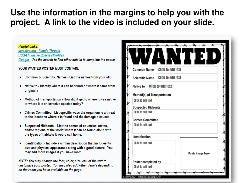 use the information in the margins to help
