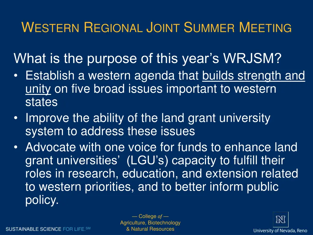 w estern r egional j oint s ummer m eeting 1