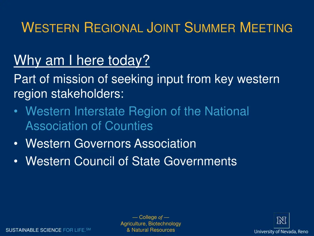 w estern r egional j oint s ummer m eeting 2