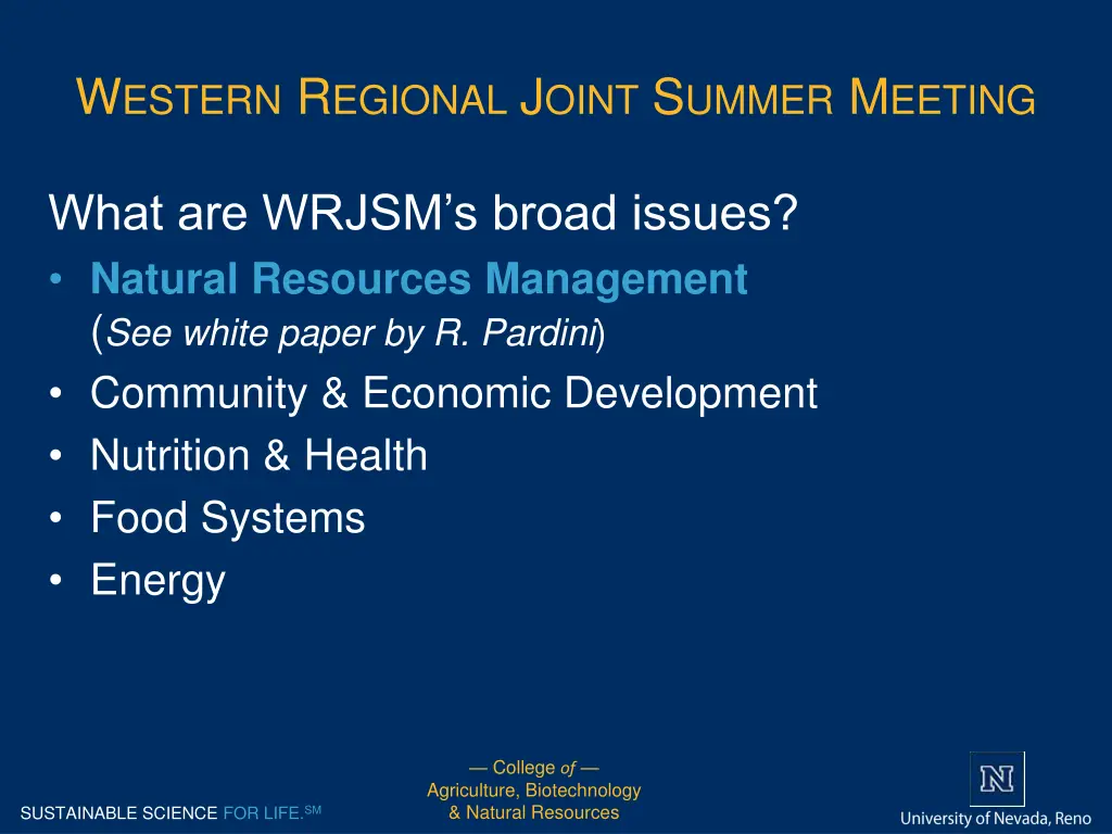 w estern r egional j oint s ummer m eeting 3