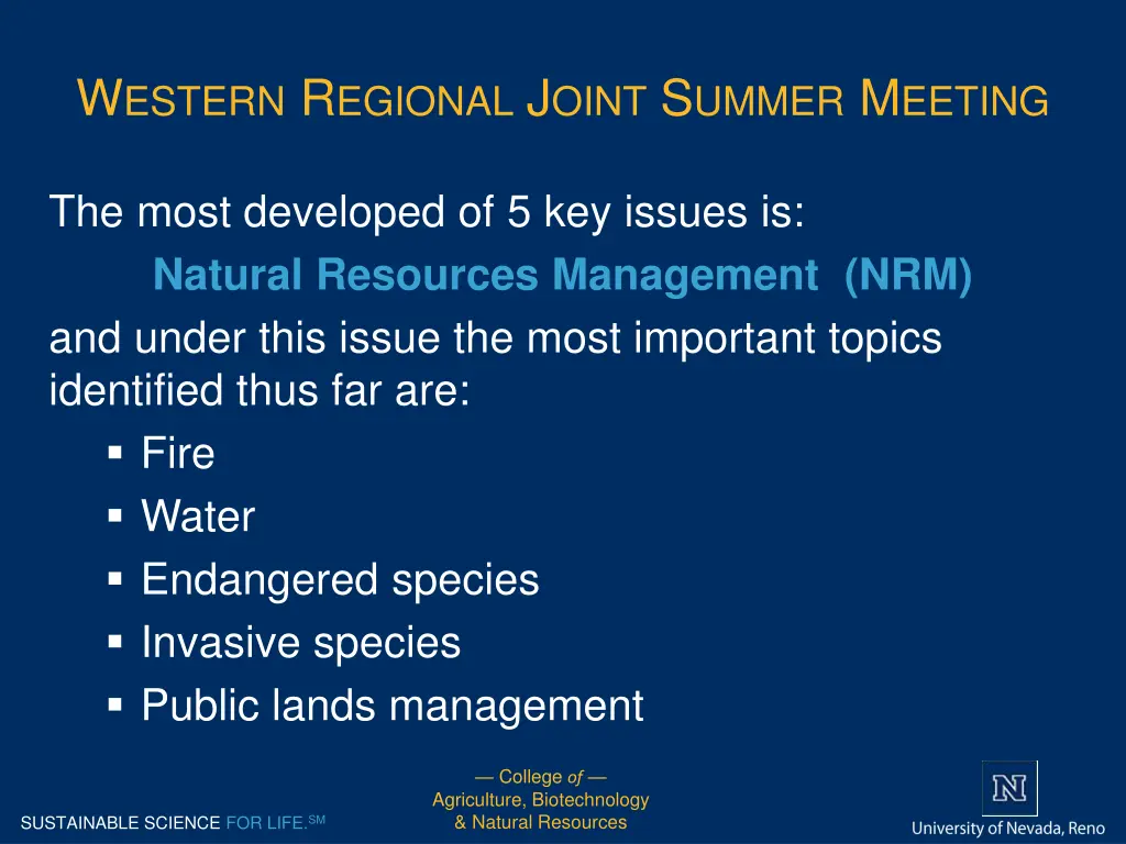 w estern r egional j oint s ummer m eeting 4