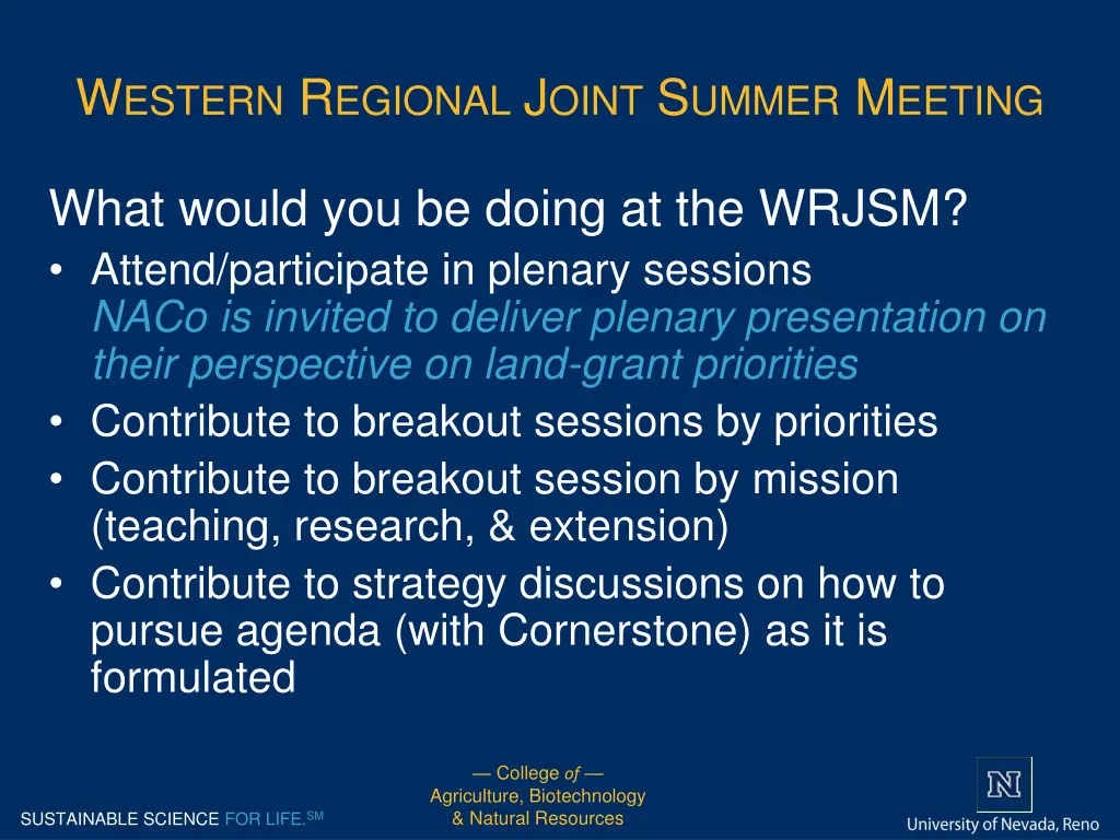 w estern r egional j oint s ummer m eeting 6