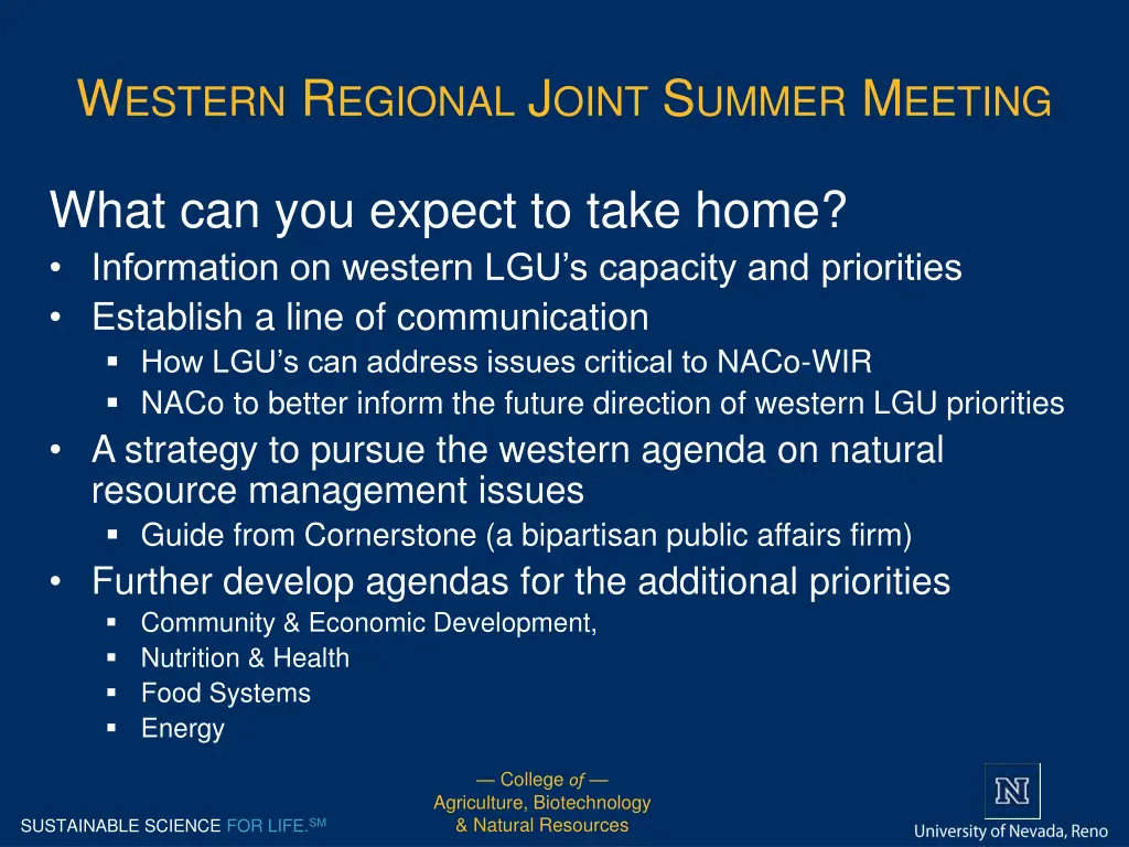 w estern r egional j oint s ummer m eeting 7