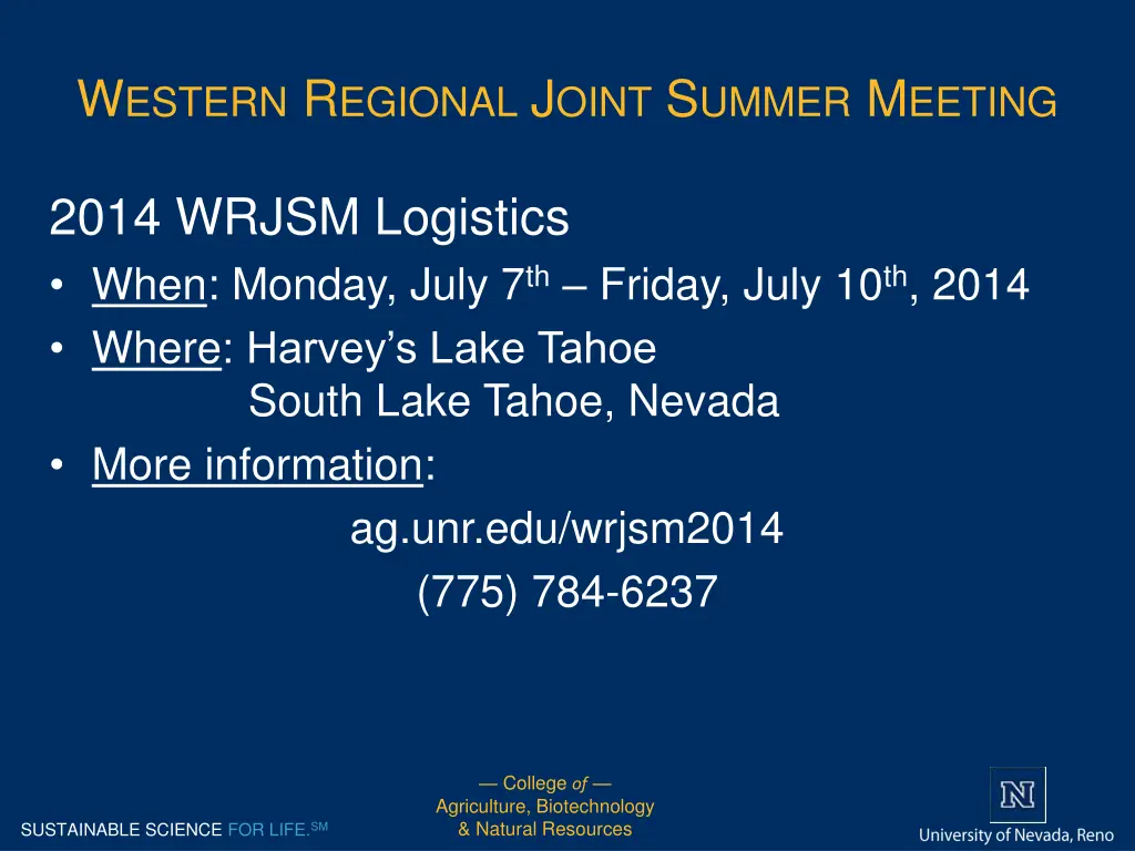 w estern r egional j oint s ummer m eeting 8