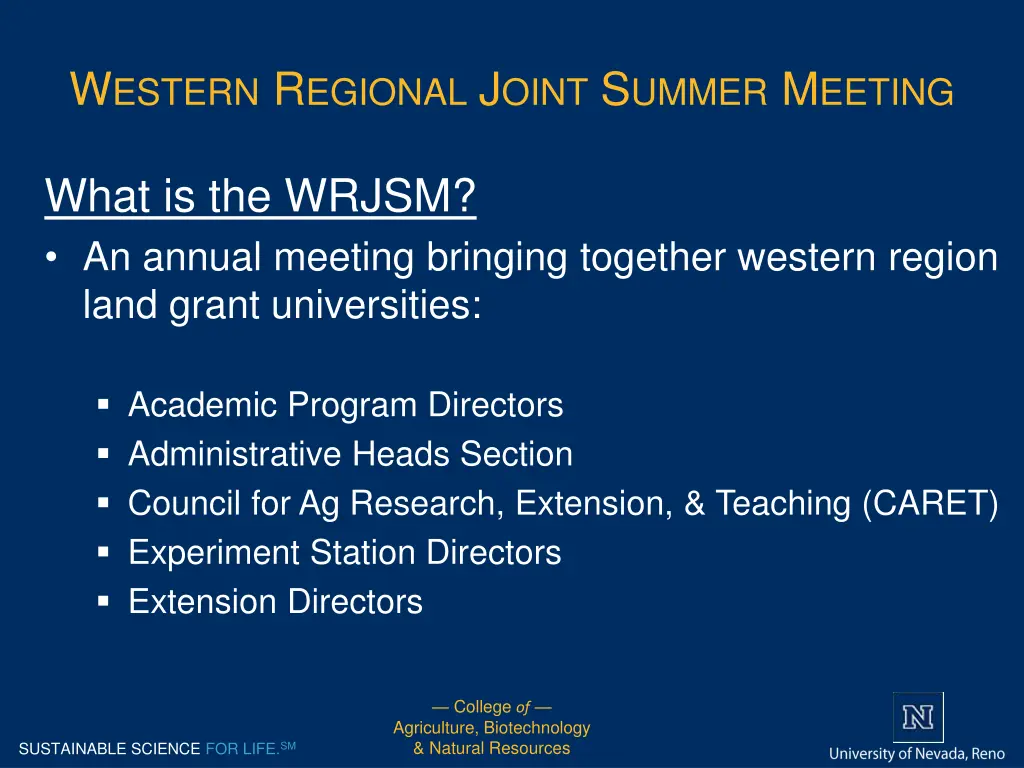 w estern r egional j oint s ummer m eeting