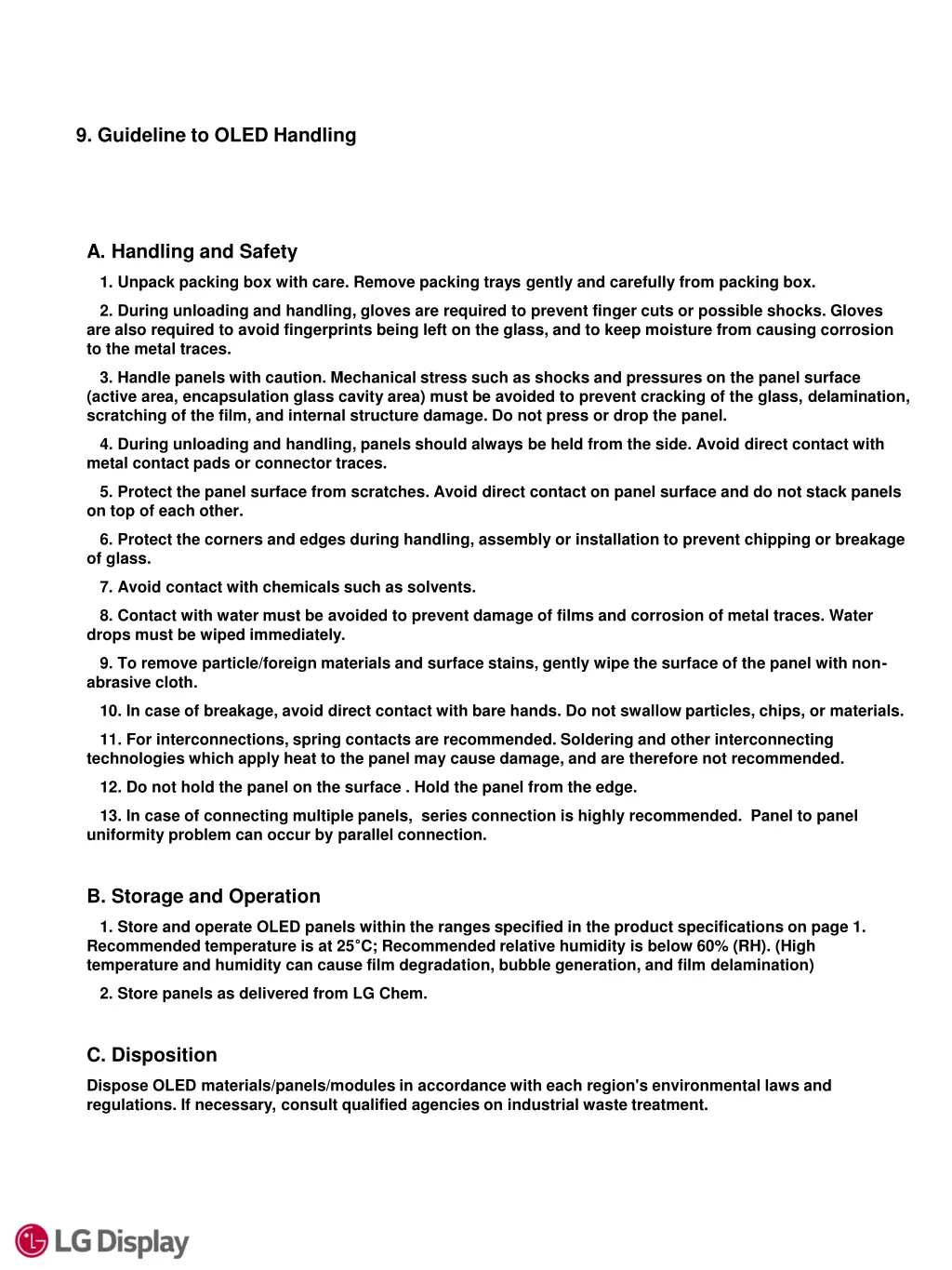 9 guideline to oled handling