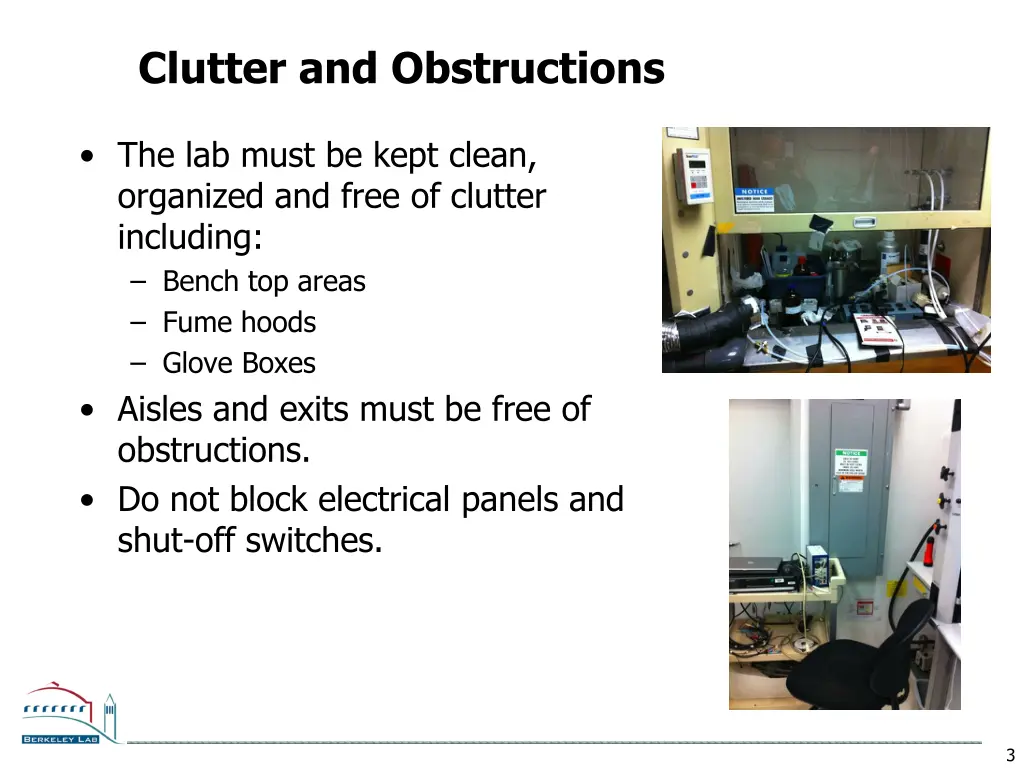 clutter and obstructions