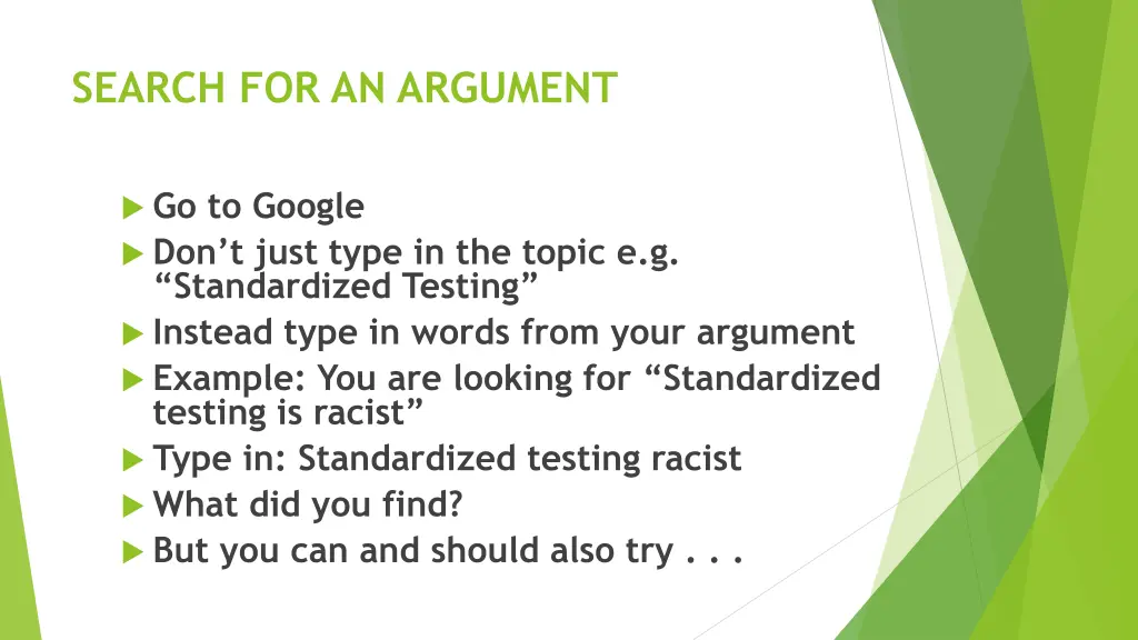 search for an argument