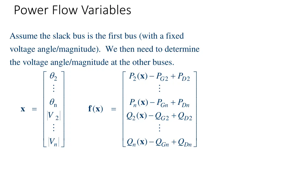 power flow variables