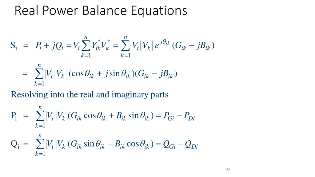 real power balance equations