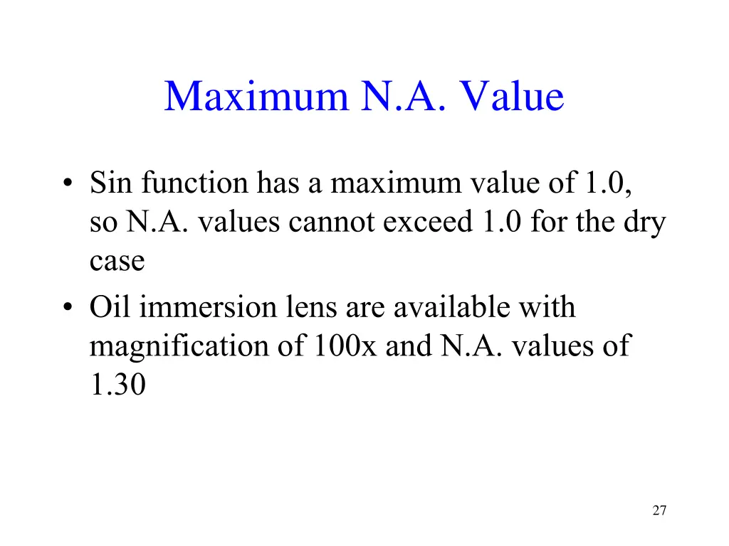 maximum n a value
