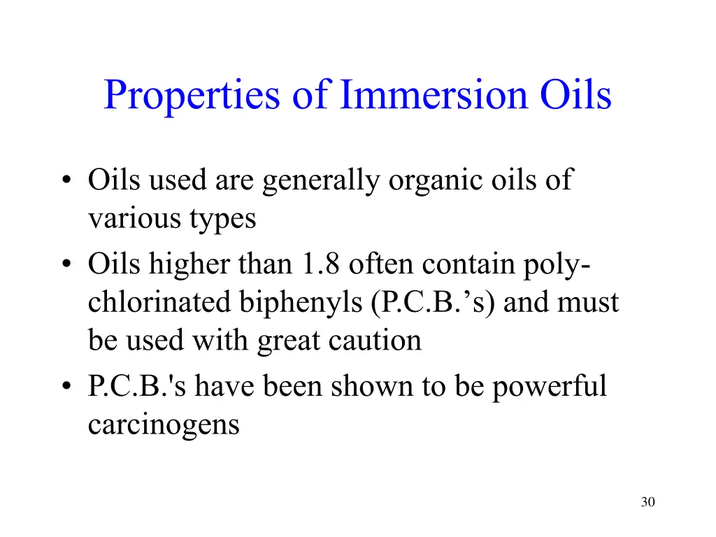 properties of immersion oils