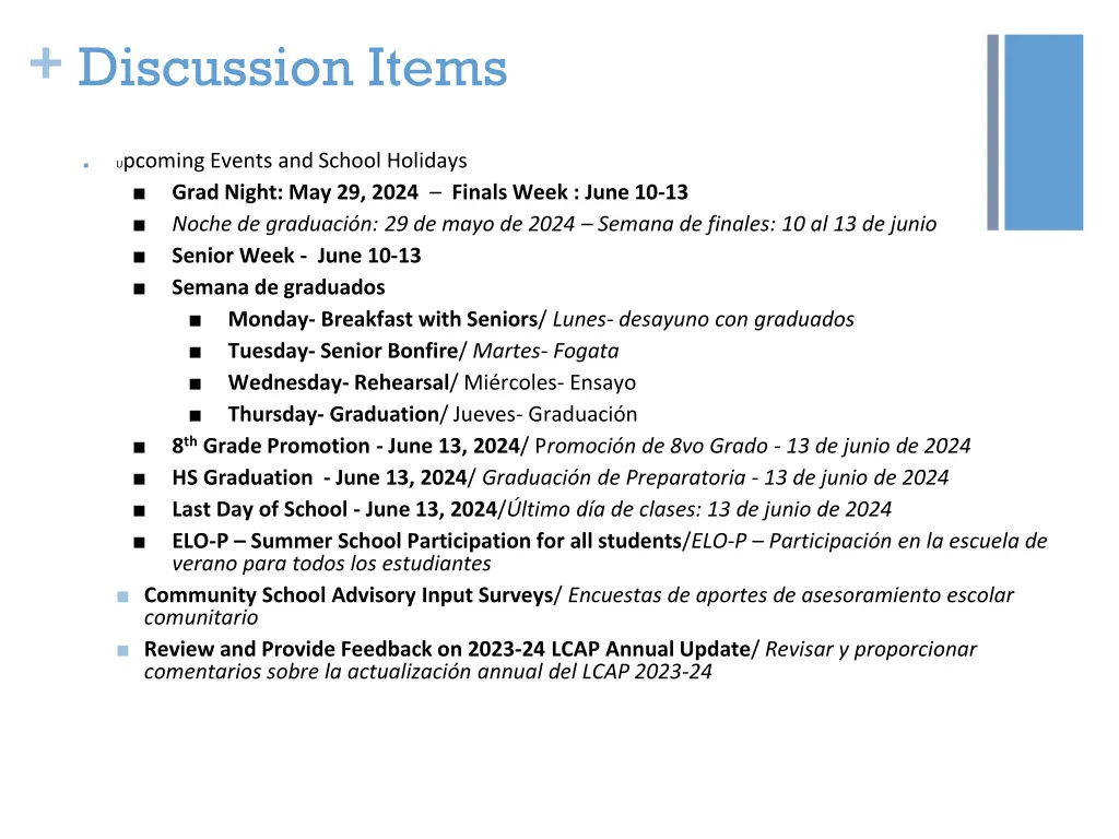 discussion items
