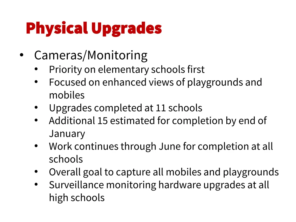 physical upgrades physical upgrades