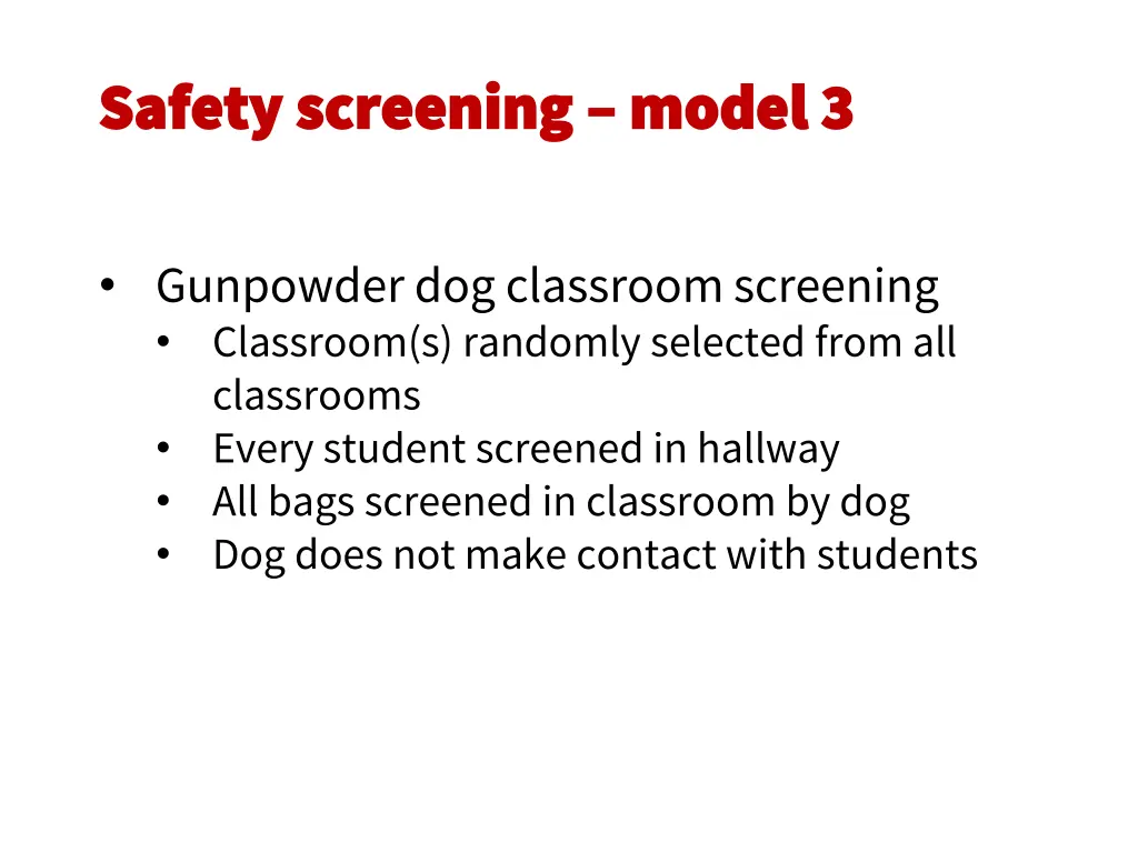 safety screening safety screening model 3