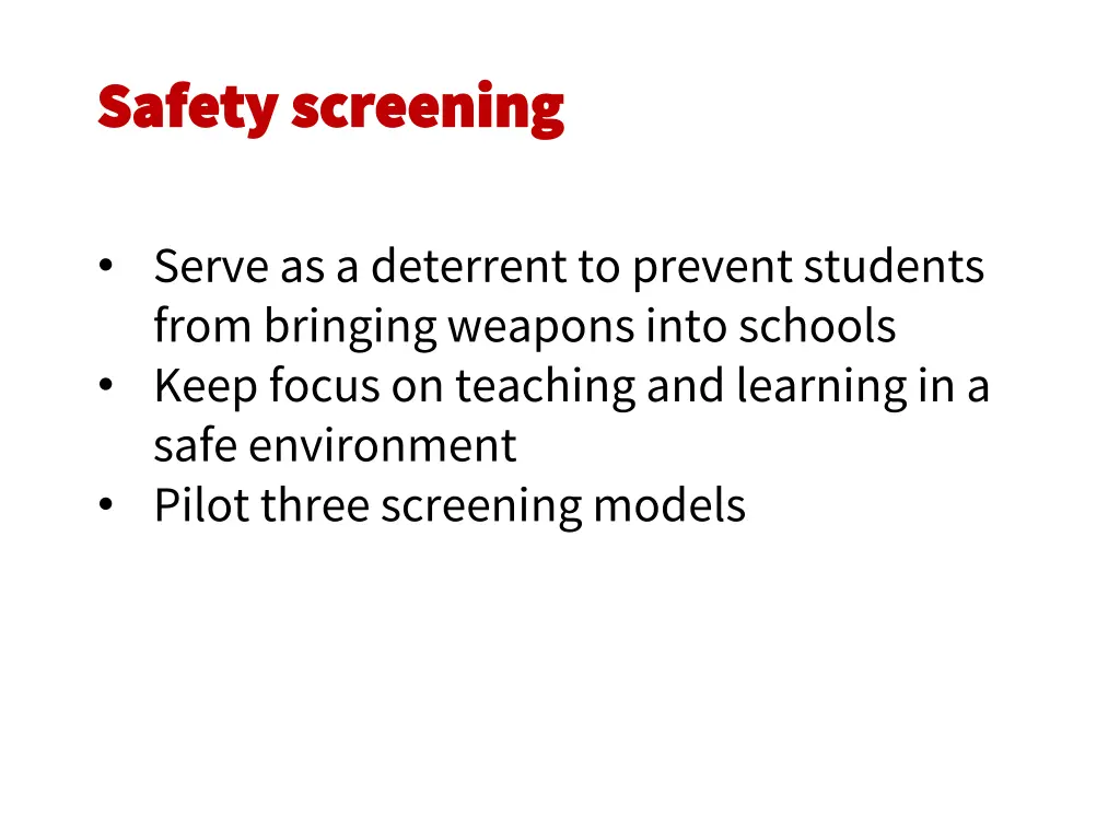 safety screening safety screening