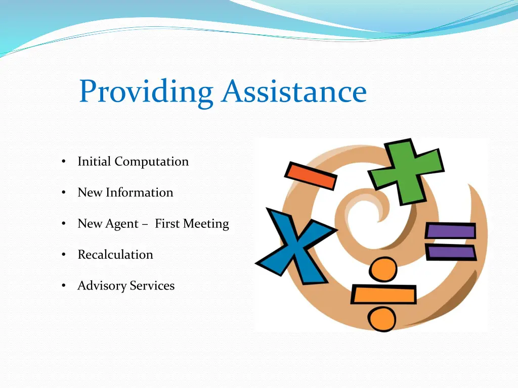 providing assistance