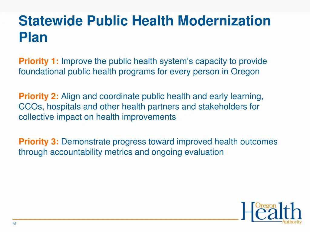 statewide public health modernization plan