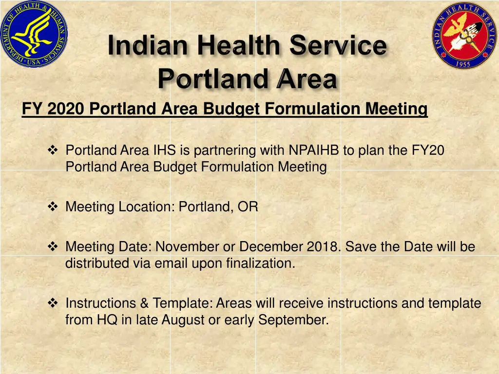 fy 2020 portland area budget formulation meeting
