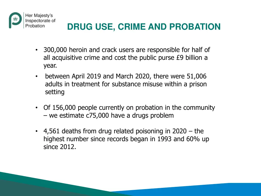 drug use crime and probation