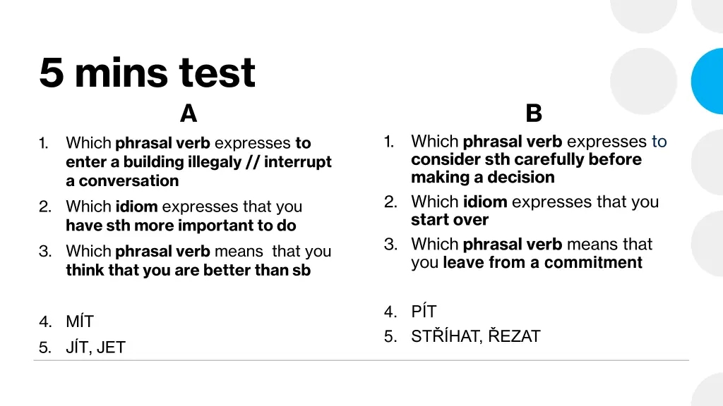 5 mins test 1