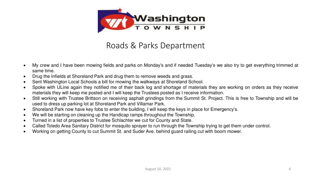 roads parks department