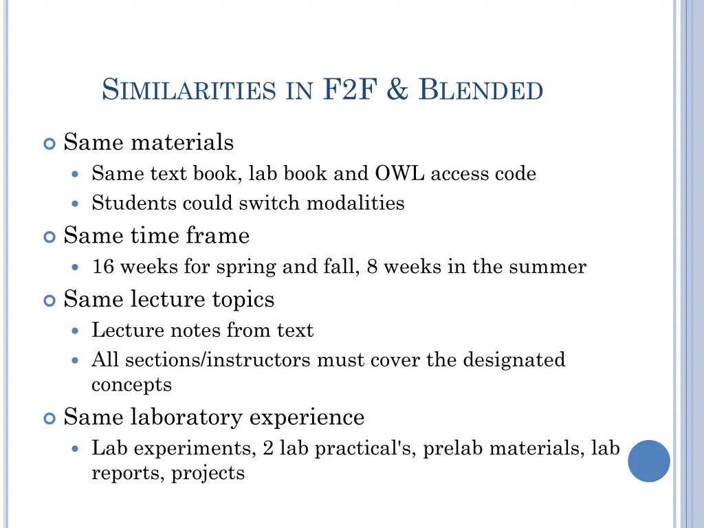 s imilarities in f2f b lended