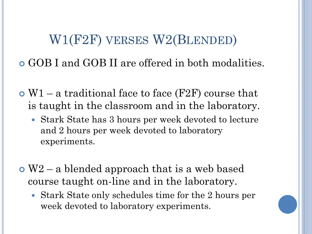 w1 f2f verses w2 b lended