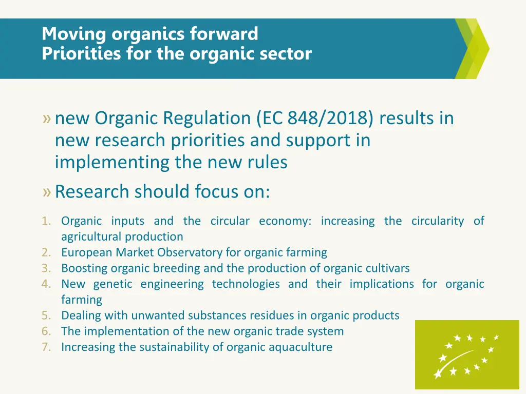 moving organics forward priorities