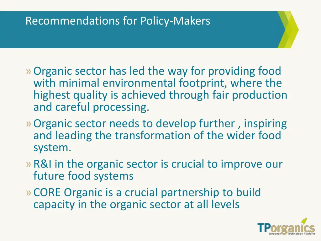 recommendations for policy makers