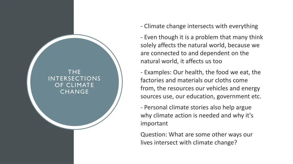 climate change intersects with everything