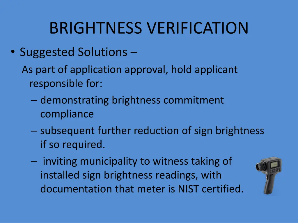 brightness verification suggested solutions