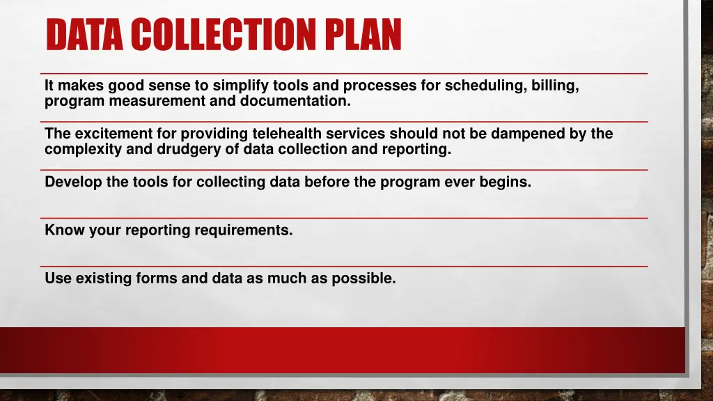 data collection plan