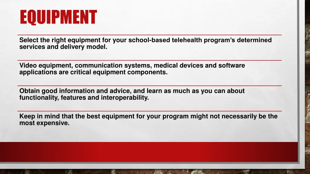 equipment