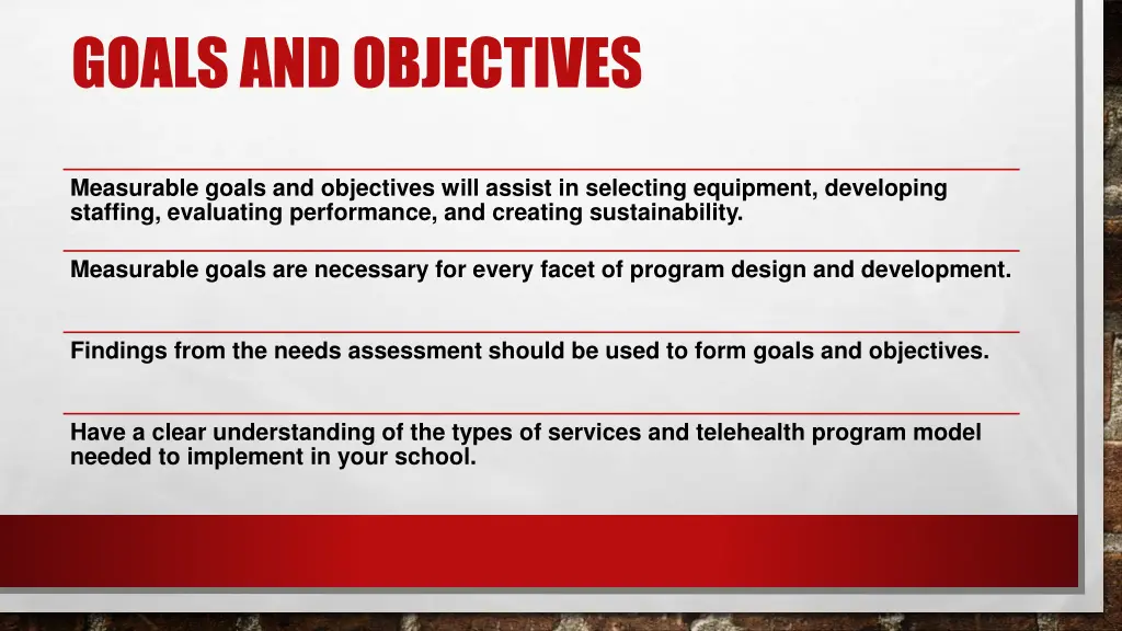 goals and objectives
