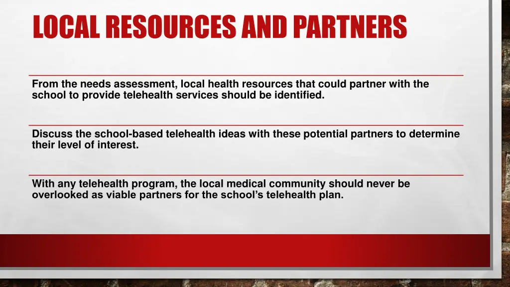 local resources and partners