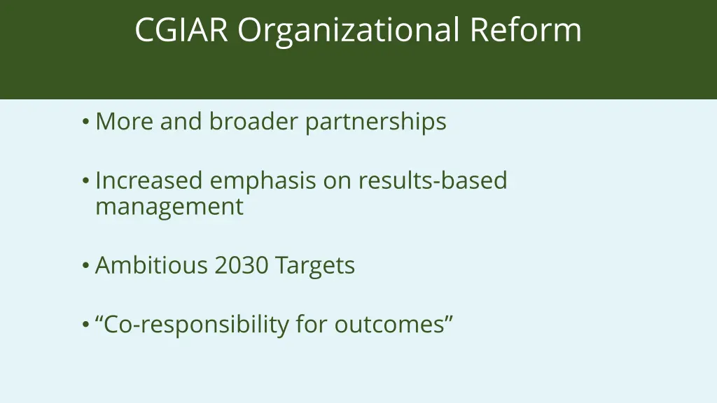 cgiar organizational reform