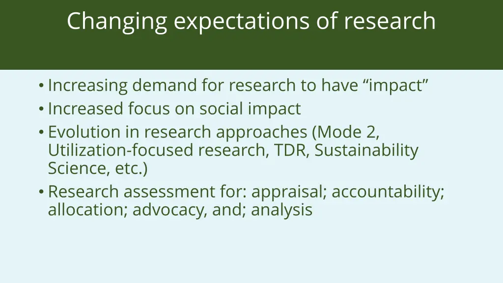 changing expectations of research