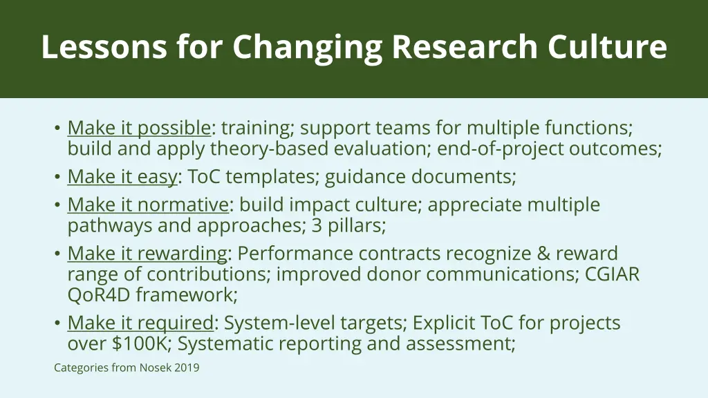 lessons for changing research culture