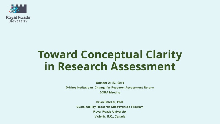 toward conceptual clarity in research assessment