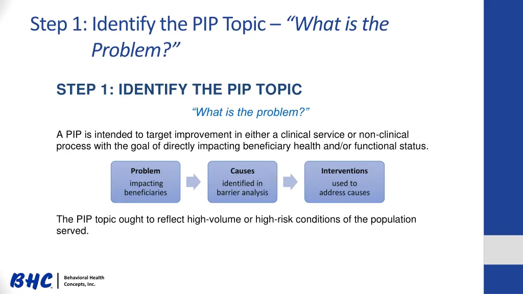 step 1 identify the pip topic what is the problem